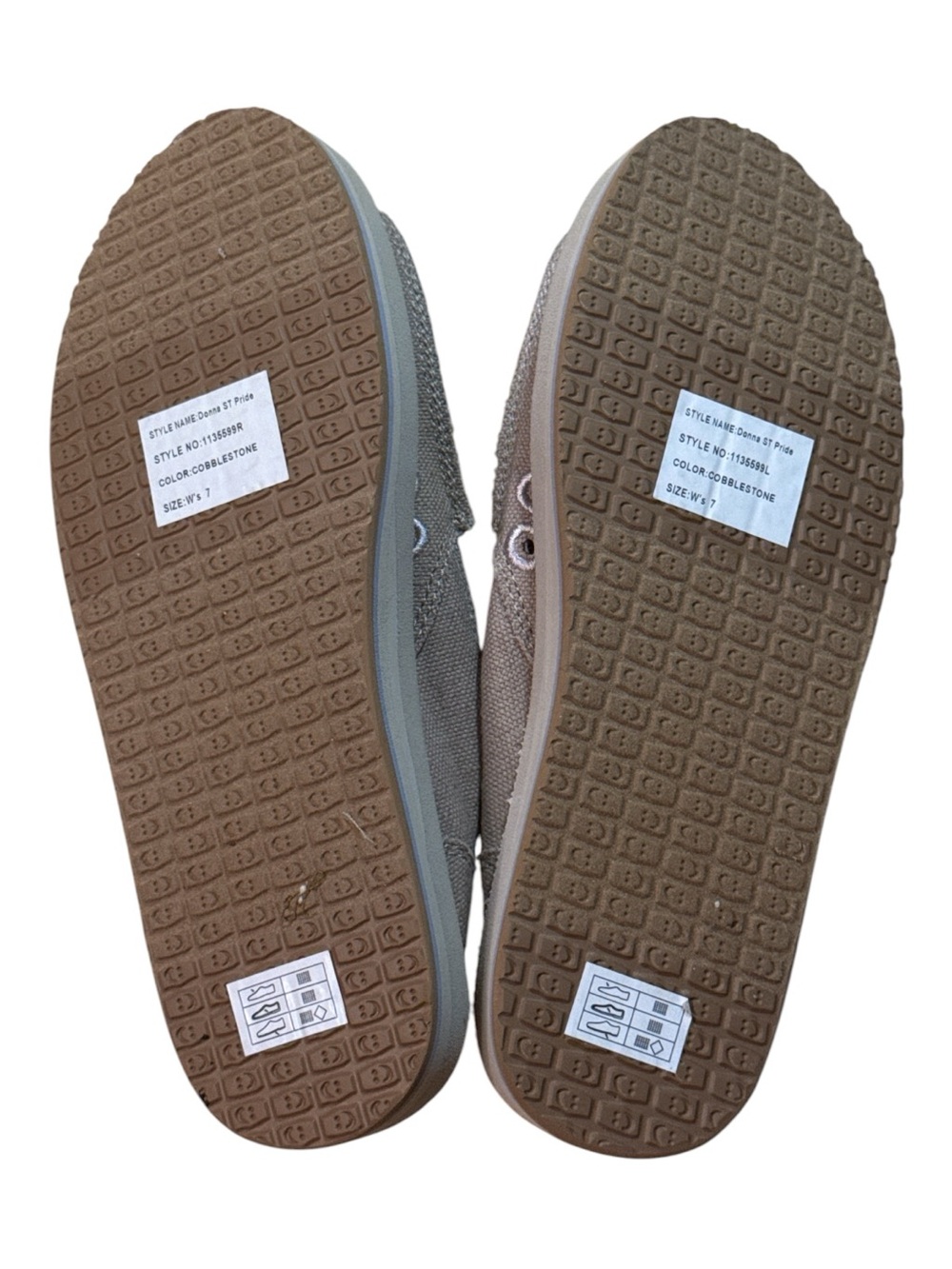 Sanuk Taupe Slip-On Ankle Shoes with rainbows on the heels size 7 NWT - Picture 5 of 5
